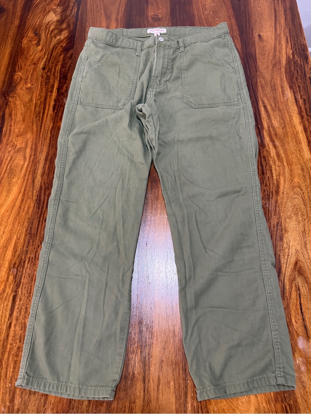 Lucky Brand 90s Loose High Rise Straight Pants 12/31 Olive Green Utility